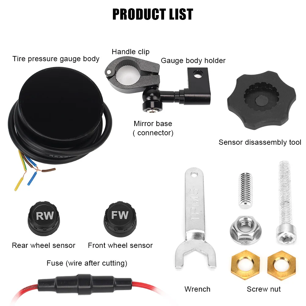 

LEEPEE Tire Pressure Gauge With External Sensors LCD Digital Display Tire Pressure Monitor System Motorcycle TPMS