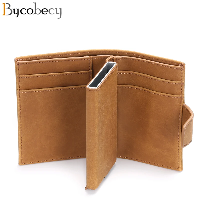 Bycobecy, новинка, автоматический кошелек для карт из искусственной кожи, кредитная коробка, держатель для пикапа, анти-RFID кошелек, бизнес-держатель для карт, посылка для кредитных карт