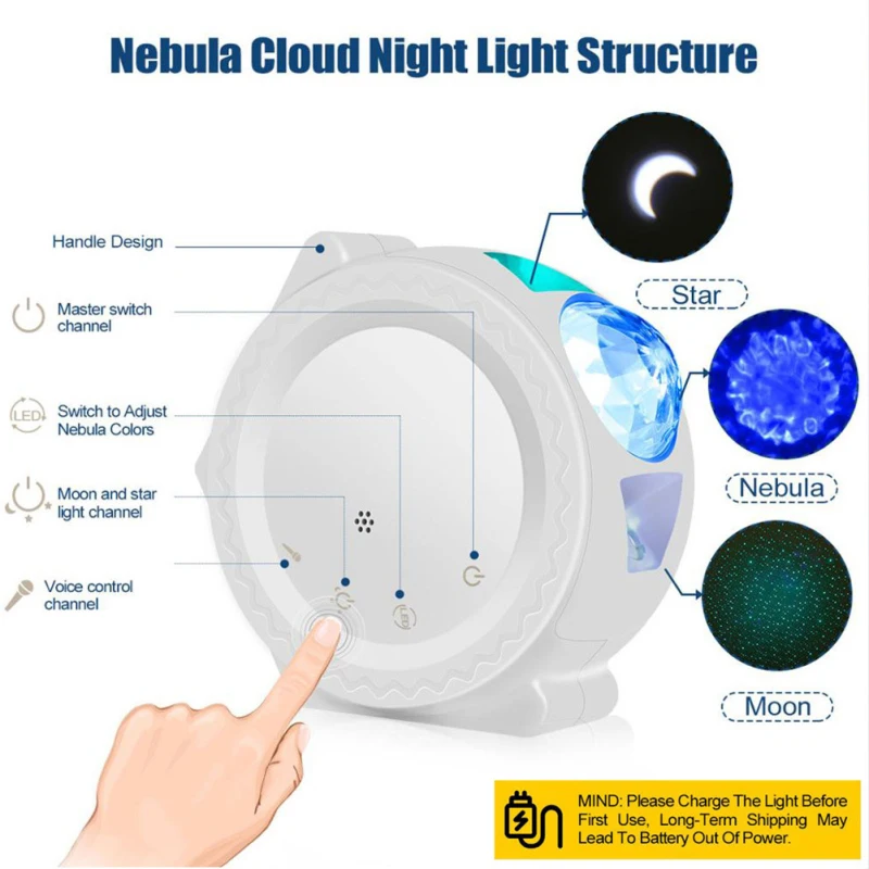 

Star Projector Sky Star Night Light Projection 6 Colors Ocean Shaking Lights 360 Degree Rotating Night Lighting Lamp For Kids