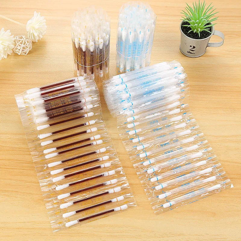 100pcs Disposable Medical Alcohol Sticks Disinfection Iodine Cotton Swabs Home Outdoor Emergency First Aid Supplies Clean Wounds