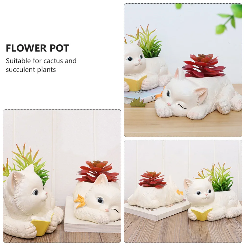 

Resin Bonsai Container Kitten Flower Pot Succulent Planter Nursery Pot