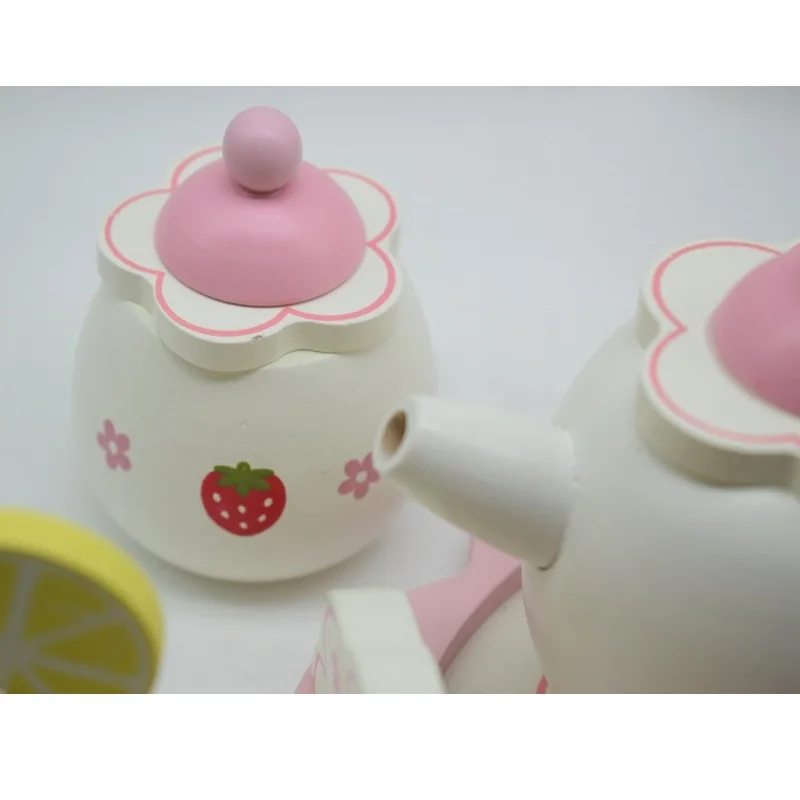 Fly AC Дети обучения и образования Деревянный клубника моделирования чайный набор