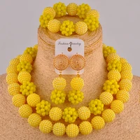 yellow costume necklace nigerian wedding african beads jewelry set fzz95