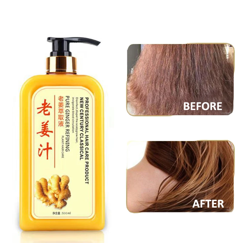 

500ML Anti Hair Loss Products Ginger Shampoo Deep Nourishing Hair Roots Repair Damage Hair Growth Treatment Liquid Essence