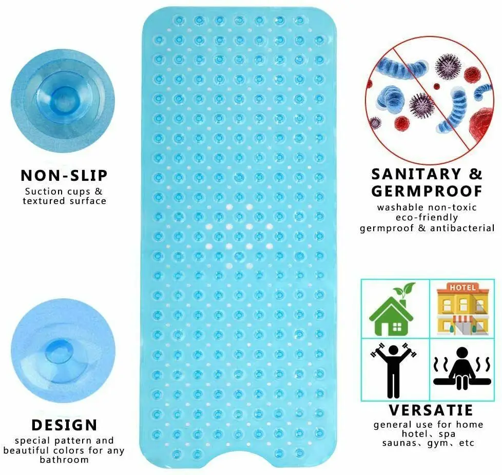 anti slip bath mat rectangle pvc anti skid bathroom mats soft massage suction cup anti bacterial shower bath mat foot floor mats free global shipping