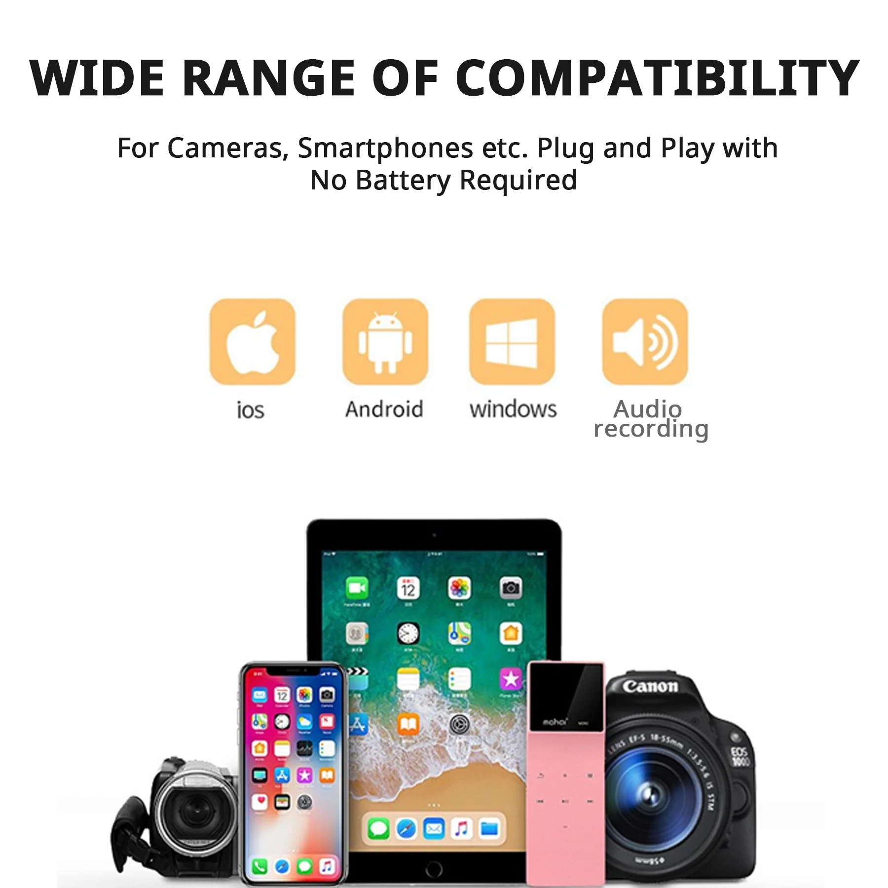 Микрофон для камеры Mirfak N2 с противоударным креплением и пушистым ветровым