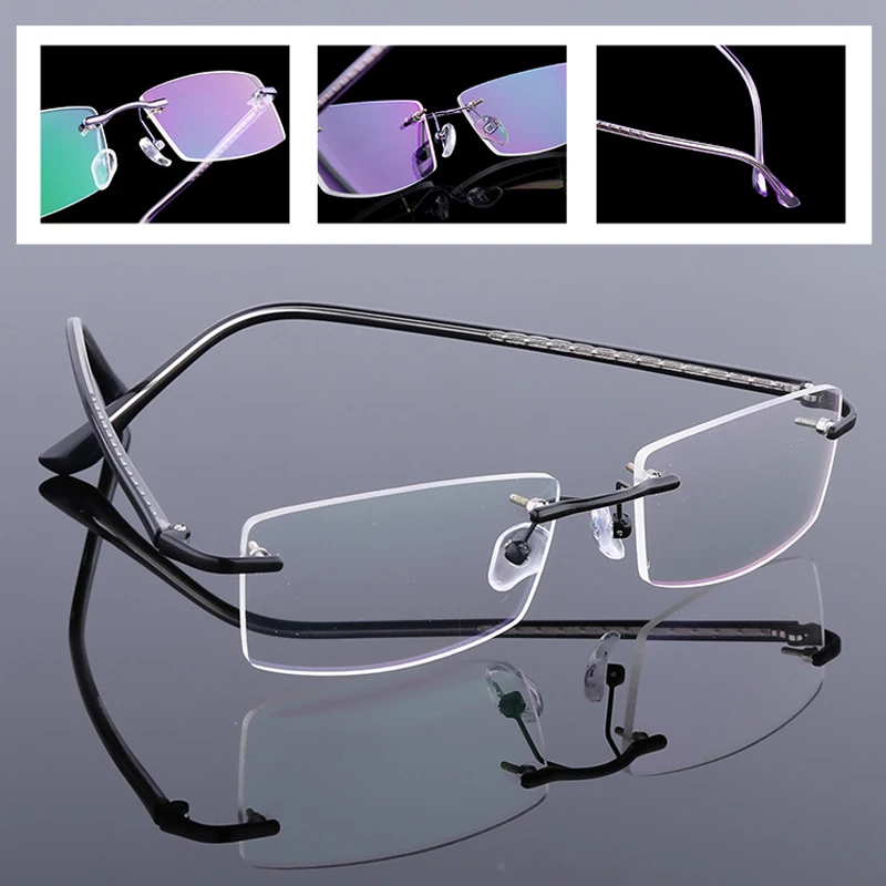 

Zilead Ultralight Alloy Rimless Flat Glasses Fashion Versatile Diamond Cut Nearsighted Glasses Frame Classic Spectacles Unisex