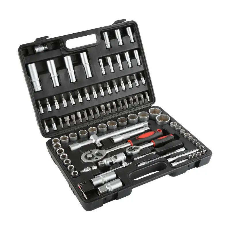 

94PCS Car Repair Combination Suit Disassembly Tool Screwdriver Socket Universal Connector Quick Release Wrench Rod Spinner HWC
