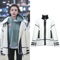 womens coat star same plush jacket winter new white rabbit mink coat womens loose korean coat