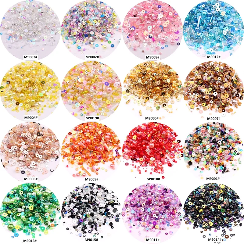 

10g/Pack Multi Size Mix Colors Glass Seedbeads ABS Pearls Loose Sequins Glass Bugles Tube For DIY Women Garments Sewing Supplier