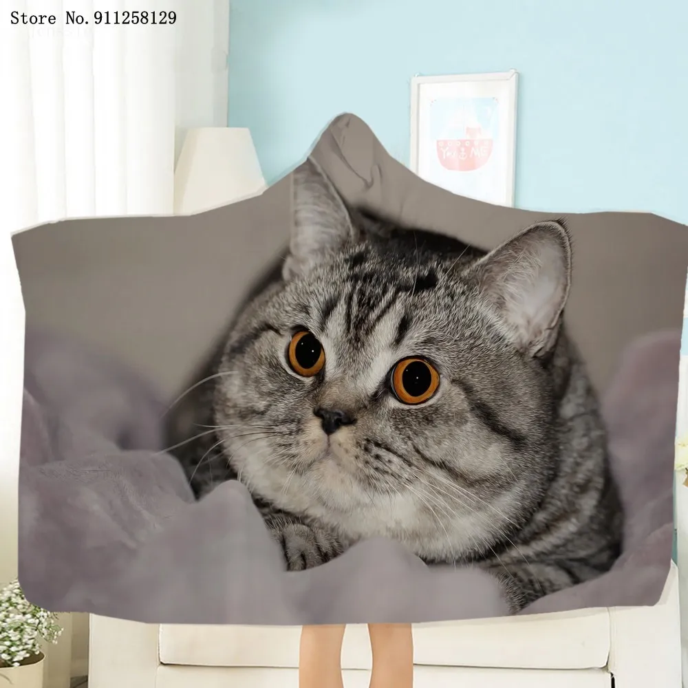????? ペット猫フード付き毛布ホーム動物フリース毛布3Dプリント素敵なカスタムウェアラブル毛布ソファドロップシッピングスローブランケット