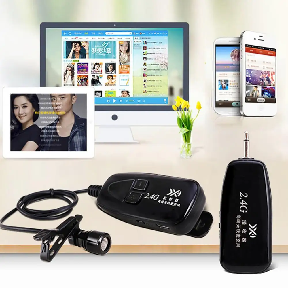 

2.4G Wireless Microphone Automatch Condenser Headset with Metal Collar Clip Mic