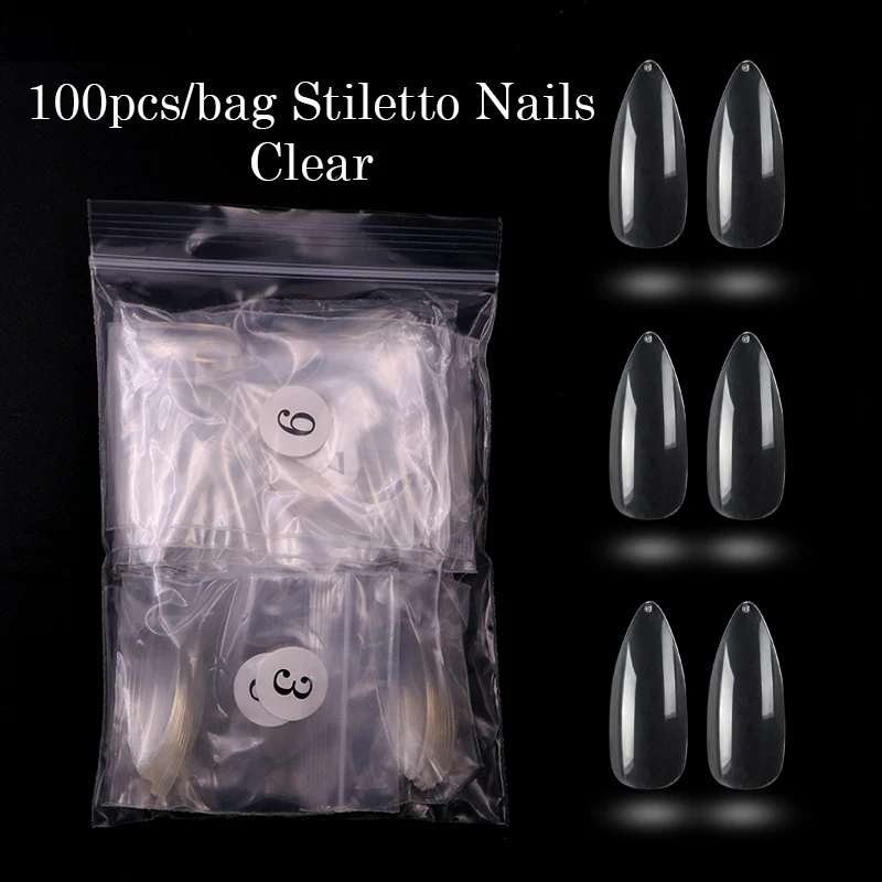 100 шт. акриловые искусственные ногти Овальные профессиональные полное покрытие
