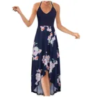 Женское длинное платье в стиле пэчворк, летнее платье с цветочным принтом, V-образным вырезом, без рукавов, на бретельках, с открытой спиной, сексуальное пляжное платье, Повседневный Сарафан, Халат