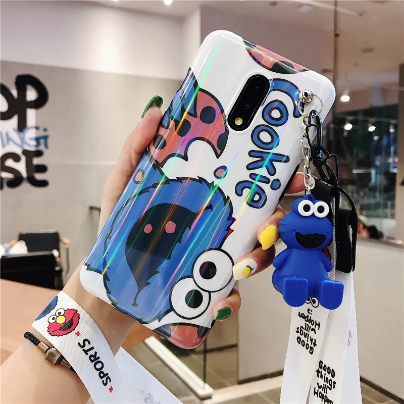 Зеленый Чехол oneplus 7 Cute sailor moon, Розовая пантера печенья мягкая задняя крышка для телефона oneplus 7 pro/1+ 7 Чехол+ игрушка+ ремни - Цвет: Зеленый