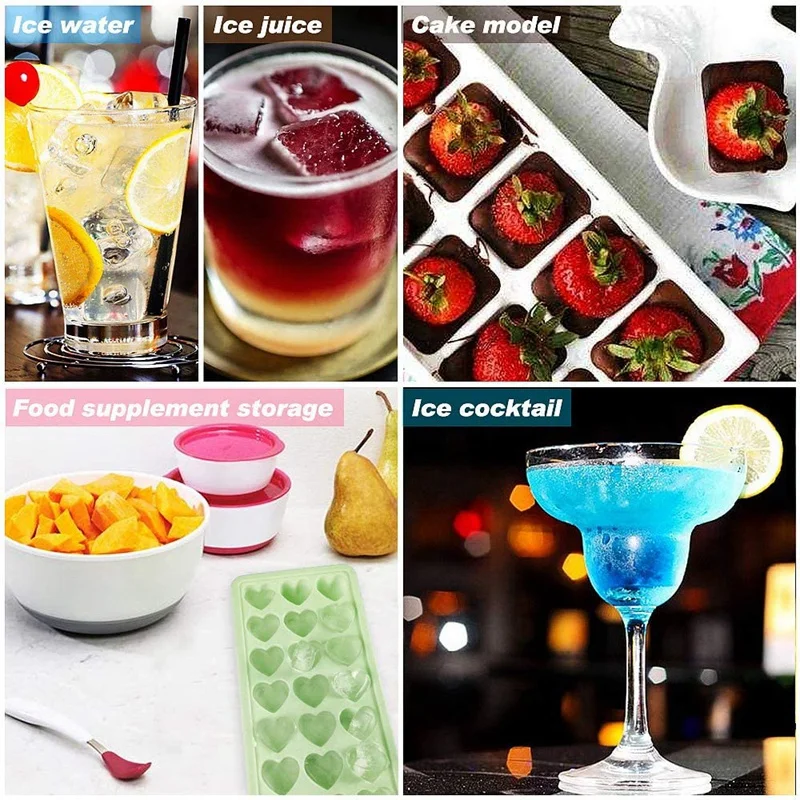 

Heart Shaped Silicone Ice Square Tray Silicone 21-Ice Square Mould with Removable Lid, for Whiskey and Cocktails