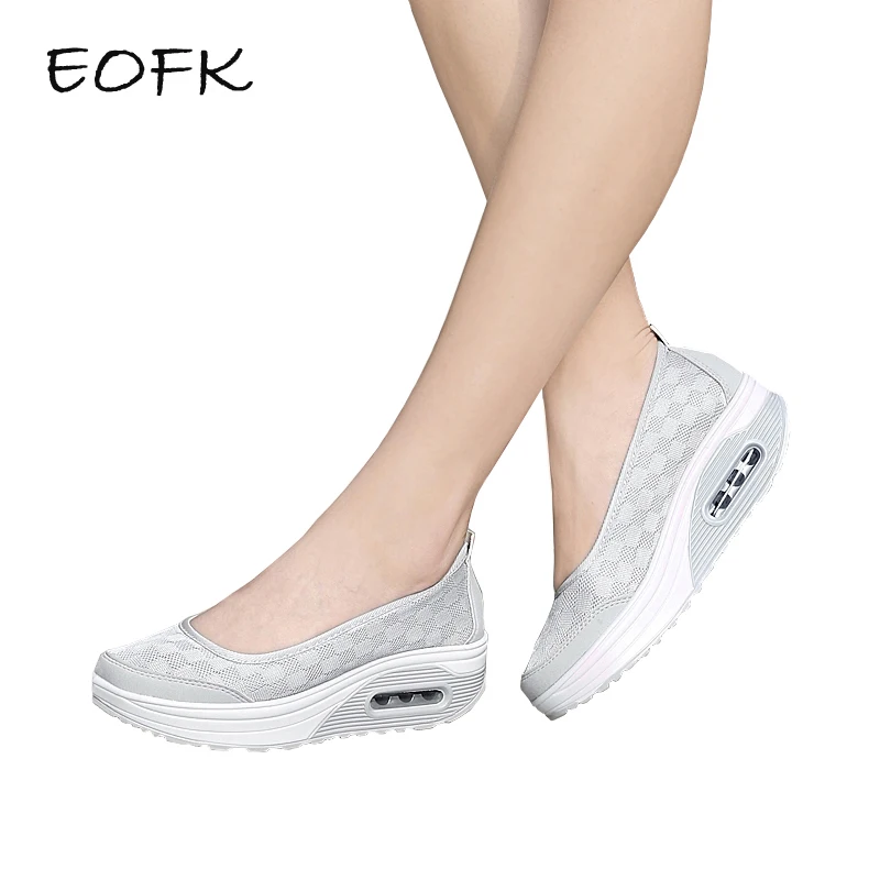 Женские туфли на платформе EOFK Летние удобные плоской подошве без застежки|Обувь