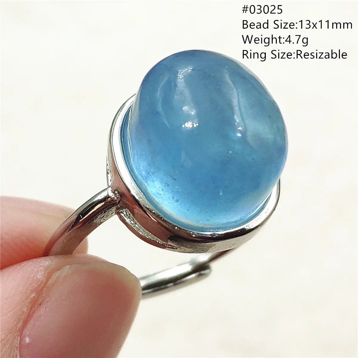 Кольцо из натурального голубого аквамарина регулируемое кольцо с прозрачной