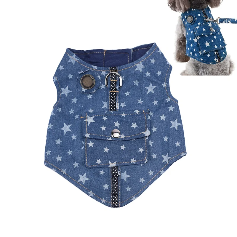 Поводок для кошек комплект джинсовый поводок собак с карманом джинсы жилет