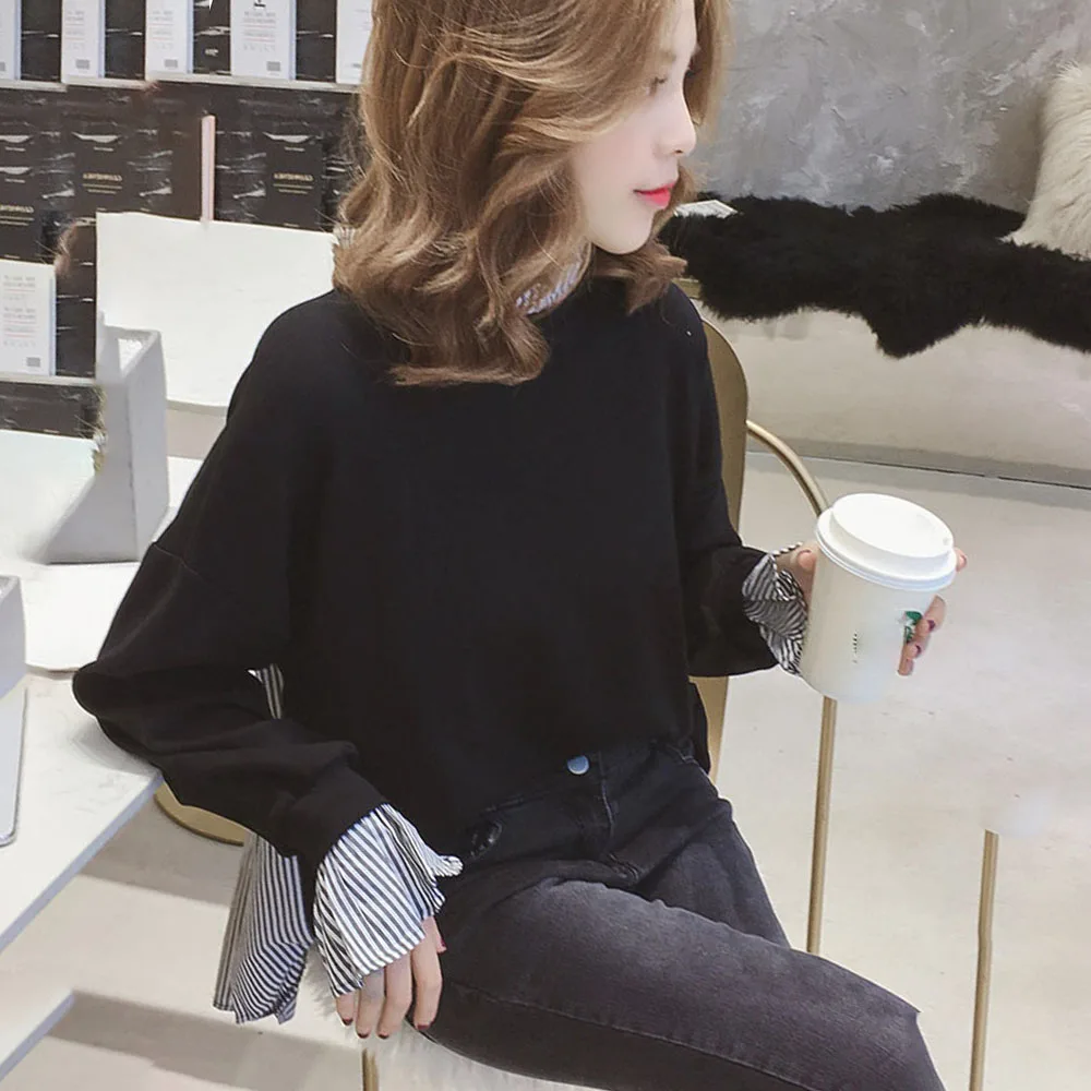 Женская блузка с длинным рукавом весна осень 2020 корейская мода в полоску стиле