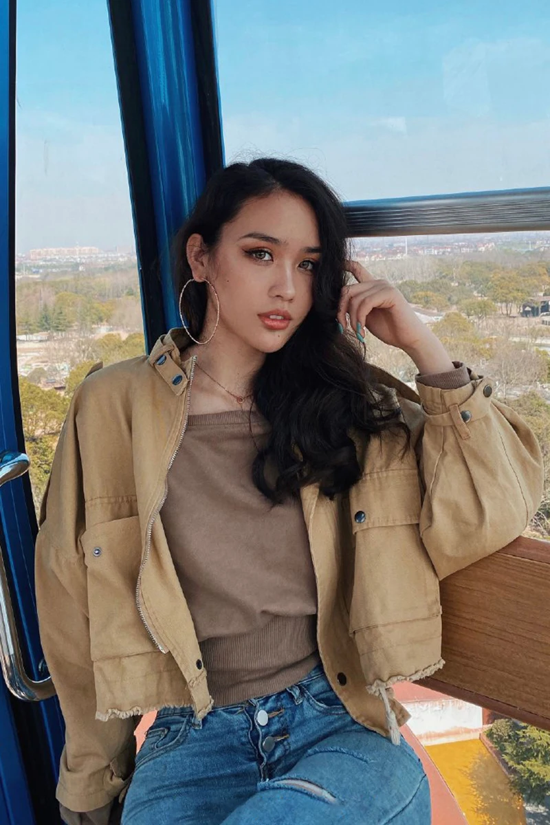 

TVVOVVIN Trendy Tooling Jacket Women European Autumn New Style Women's Clothing Pocket Loose Short Jacket Sexy Fashion XPW8