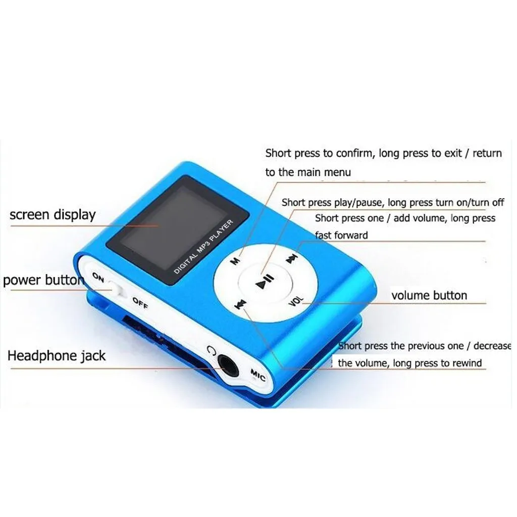CARPRIE модный мини mp3 USB Клип MP3-плеер ЖК-экран Поддержка 32 ГБ Micro SD TF CardSlick стильный дизайн спортивный компактный
