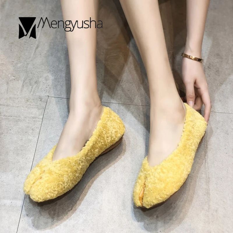 Женская обувь на плоской подошве таби ниндзя сезон осень зима новинка теплая