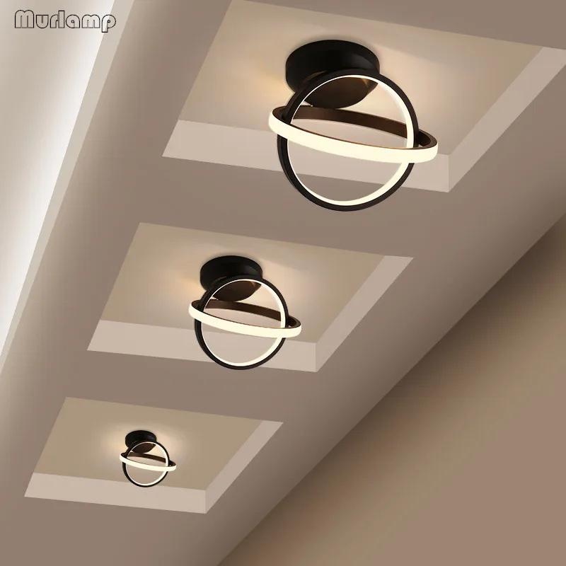 Новый Цвета: черный и белый Потолочный светильник современный LED лампа для