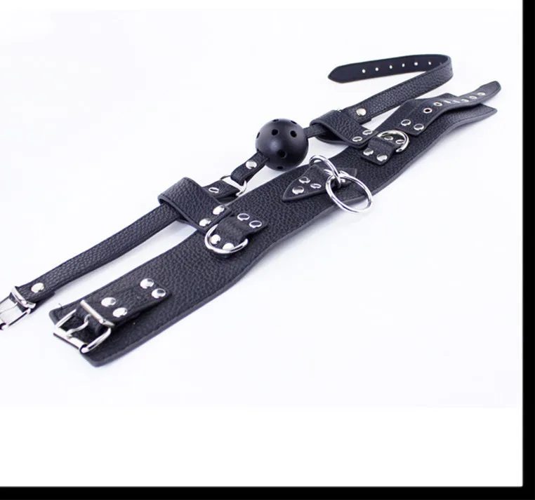 Кожаные наручники с воротником и ртом мужской женский мастер раб собака рабыня