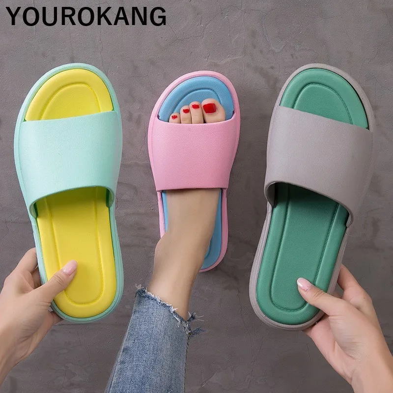 Indoor Home Slippers Unisex Couple Shoes Lovers Floor Plastic Bathroom Slippers Soft Comfortable Women Flip Flops Men Sandals