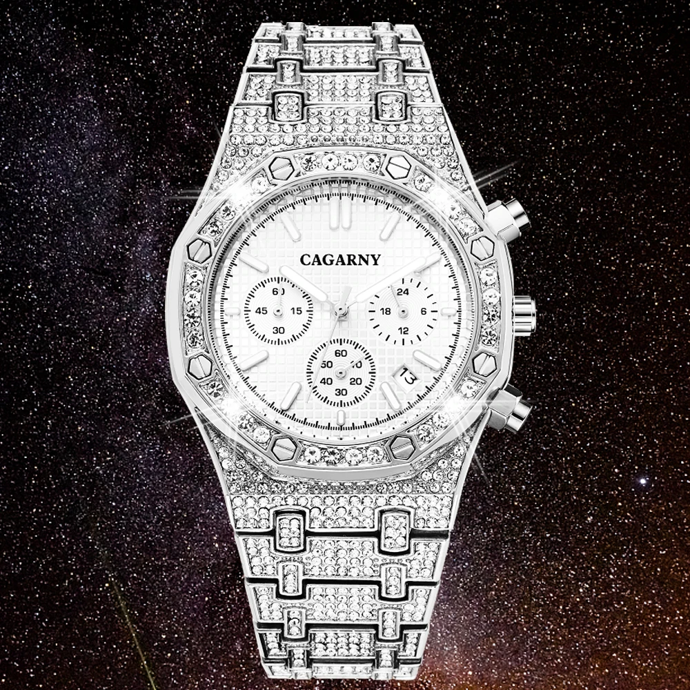 

Мужские водонепроницаемые кварцевые часы с хронографом, серебристые