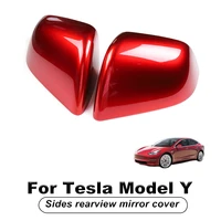 car side door mirror cover for tesla model y 2021 rearview mirror cover abs protective shell exterior modification accessories