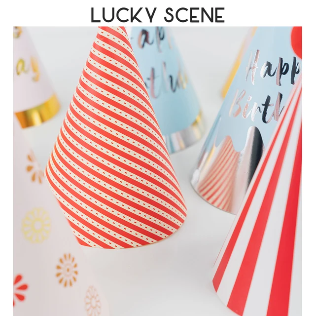 Birthday Party Hats Paper Cone Felt Pompoms  Art Craft Kids Adults Party Costume Accessories Assorted Colors S00958 3