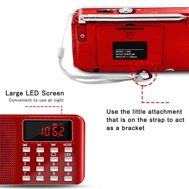 Миниатюрный цифровой AM FM-радиоприемник MP3-плеер с поддержкой TF-карты USB AUX