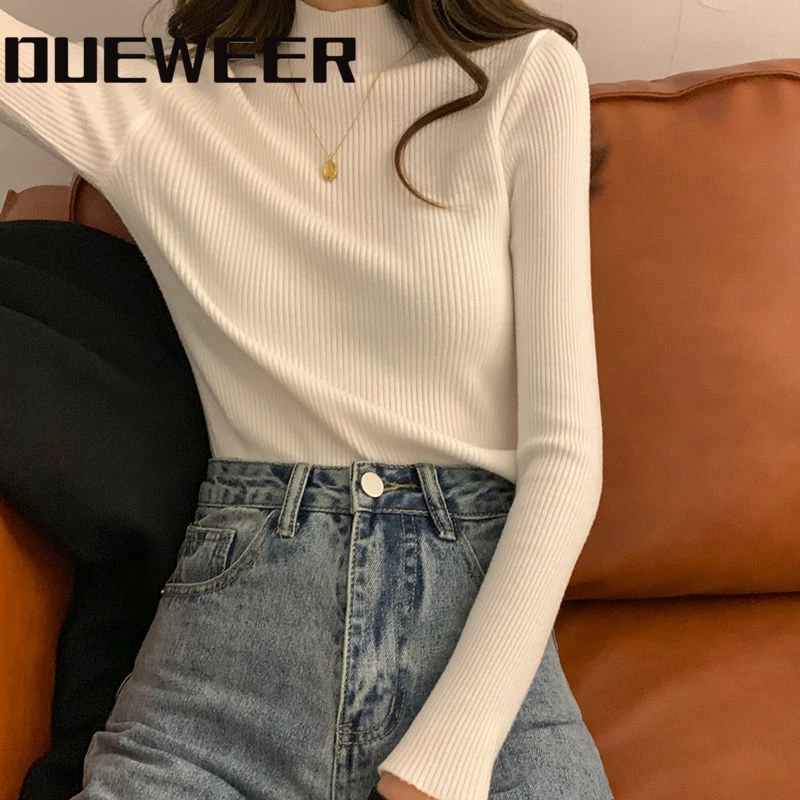 

Dueweer Women's Turtleneck Sweaters Tops Knitted Christmas Sweater Pullover Women Winter Long Sleeve Brown Top Green Jumper