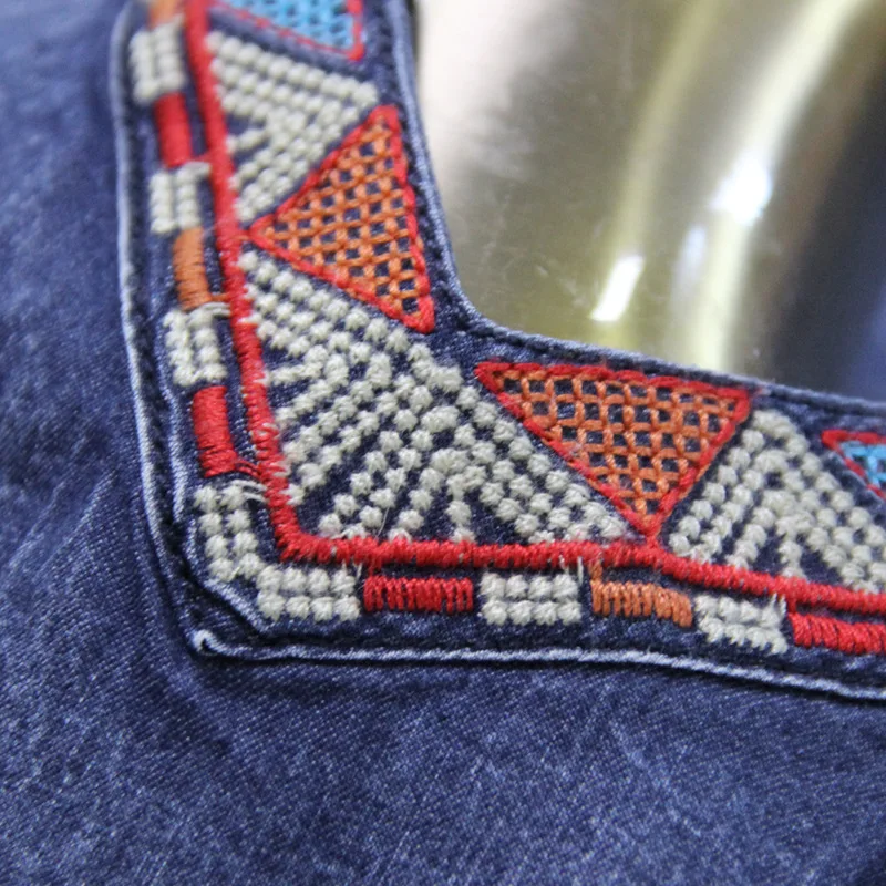 Летнее платье 2020 года Европы и Америки новой моды V-образный вырез жилет ретро вышивка свободный повседневный большой размер джинс на.