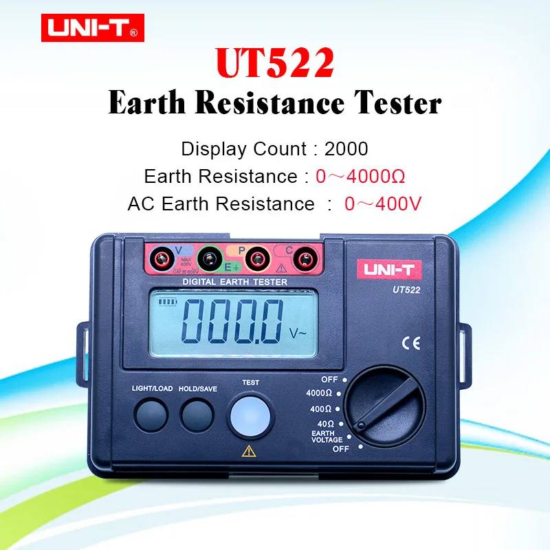 Цифровой измеритель заземления UNI-T UT522 0-400 в 0-4000 Ом тестер сопротивления изоляции