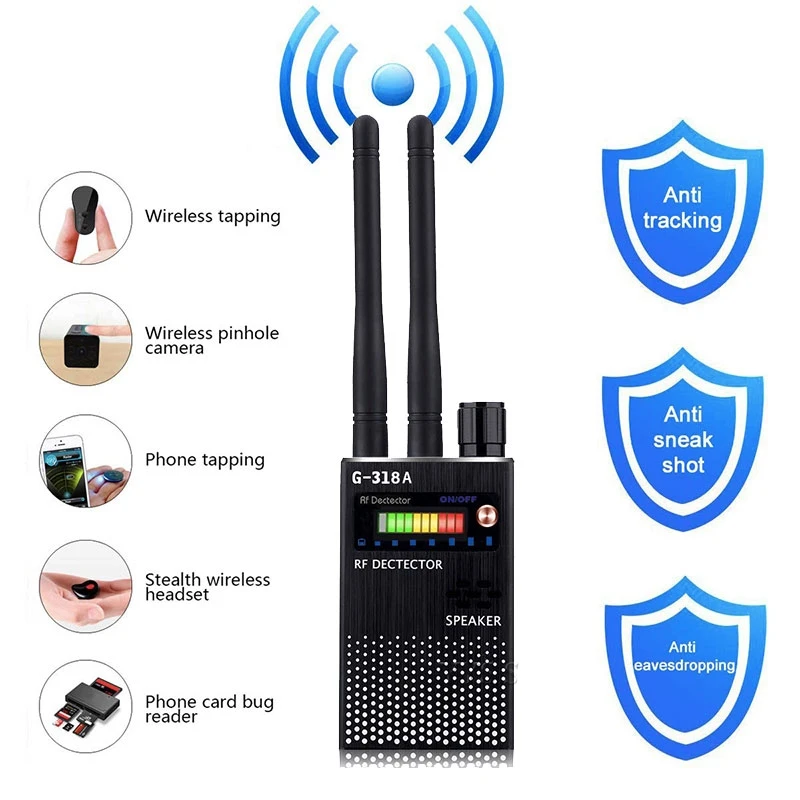 G-318A Dual Antenna RF Signal Detector For Mini Camera Eavesdropping Wireless Audio Bug GPS GSM Device Finder Anti-Spy Scanner enlarge