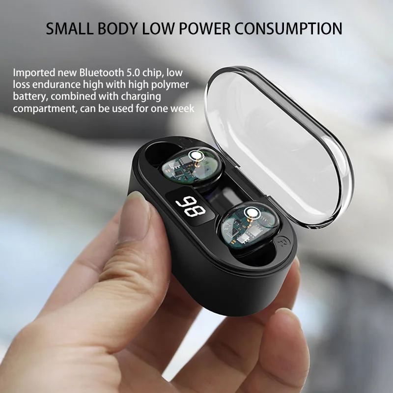 Беспроводной наушники вкладыши TWS Bluetooth 5 0 светодиодный цифровой Дисплей Шум