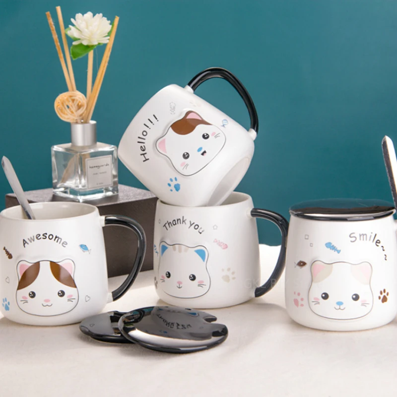 400 мл модная простая креативная молочная кофейная чашка керамическая с ложкой и