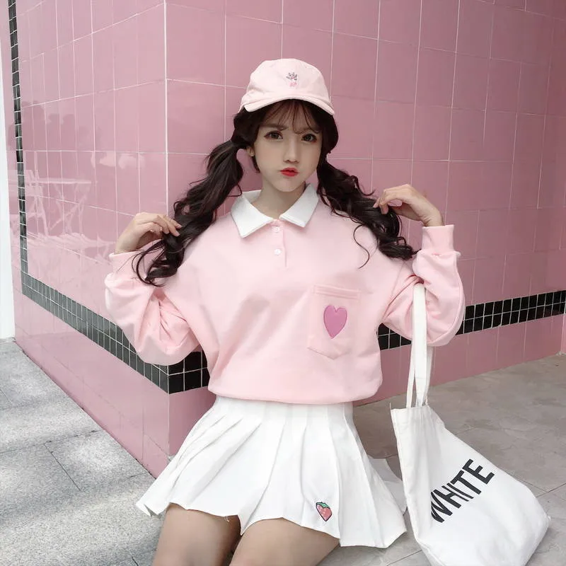 Весенние женские толстовки с капюшоном с длинным рукавом Kawaii Boyfriend style, осенняя уличная Толстовка Харадзюку с милым принтом сердца, Женская толстовка