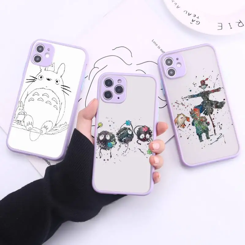 

Totoro Spirited Away Miyazak Phone Case Transparent Matte For IPhone 7 8 11 12 S Mini Pro X XS XR MAX Plus Cover Shell