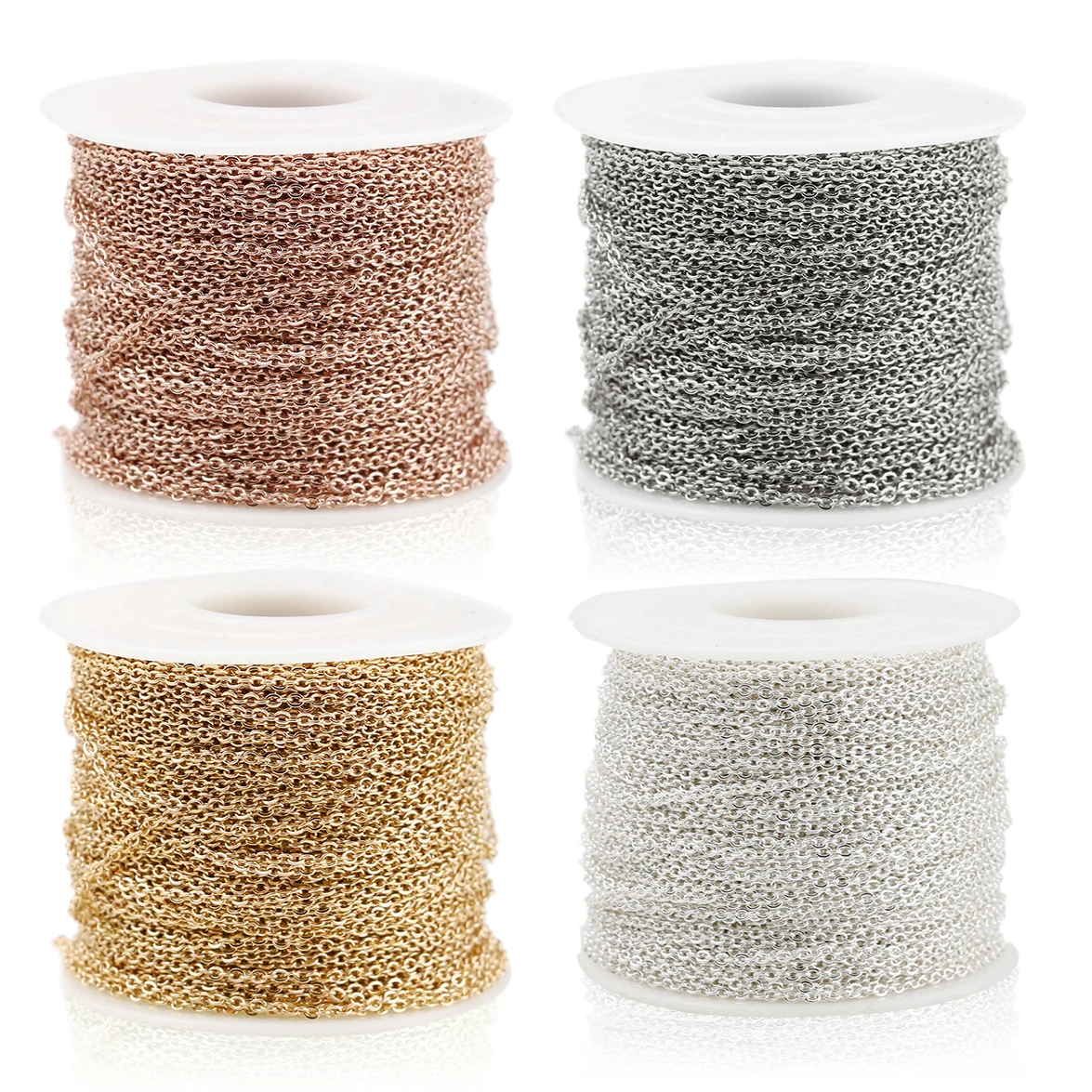 Цепочка Из Нержавеющей Стали Aiovlo, 1/1,5/2/2,5 мм, под серебро, розовое золото, для ожерелья, 2 м/партия, материалы для самостоятельного изготовления украшений