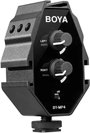 

BOYA by MP4 2-Channel Audio Adapter Compatible with Canon Nikon Sony Panasonic DSLR Camera Camcorder iPhone 12 Samsung Huawei