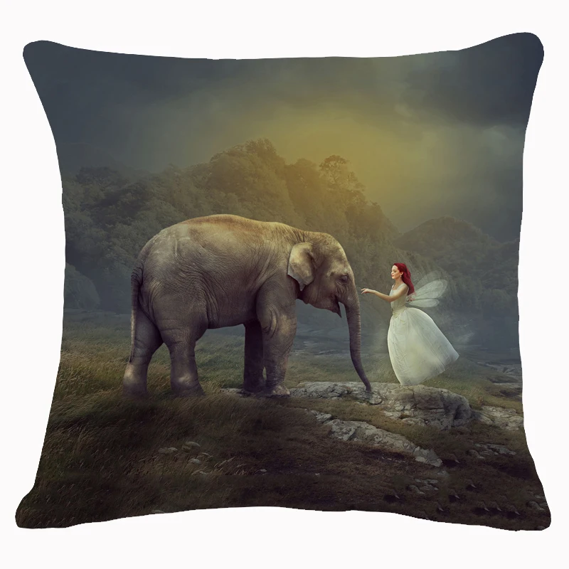 

New Style Lonely Elephant Back Male Great Elephant Cute Elephant Linen Pillowcase Home Decoration Sofa Car Seat Cushion Cover