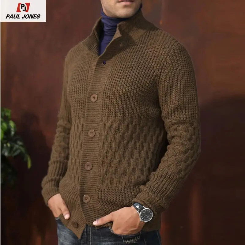 Мужской трикотажный свитер с длинным рукавом PAUL JONES Мягкий Вязаный Кардиган на