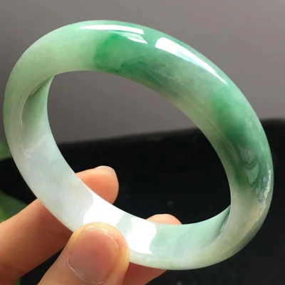 

Natural Burmese jade two-tone 54-62mm bracelet, elegant princess jewelry, best gift