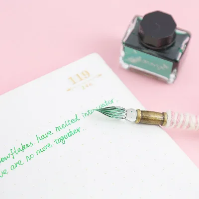 Розовая Красивая перьевая ручка красочное перо стеклянная для письма