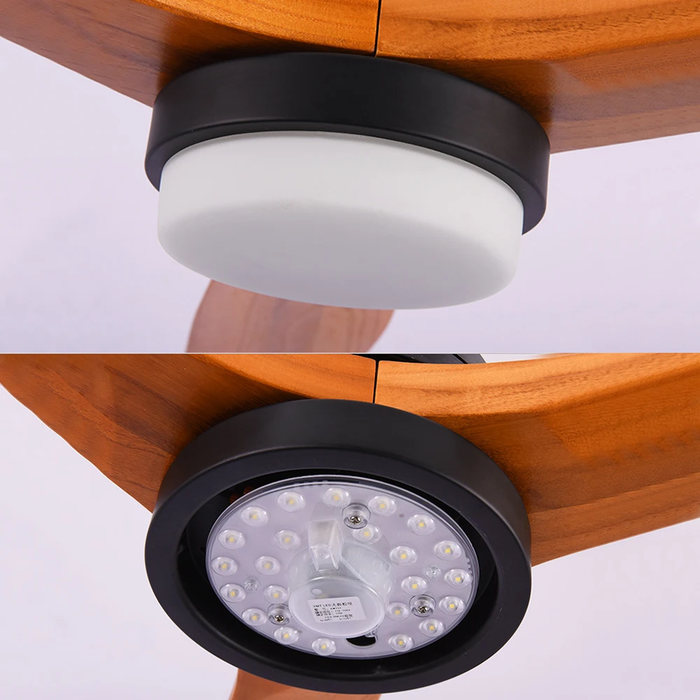 

vintage Ceiling Fan Wood Remote Control lamp Fans With Lights Industrial Decor AC 220v Modern Nordic 3 Wooden Blade Dropshipping