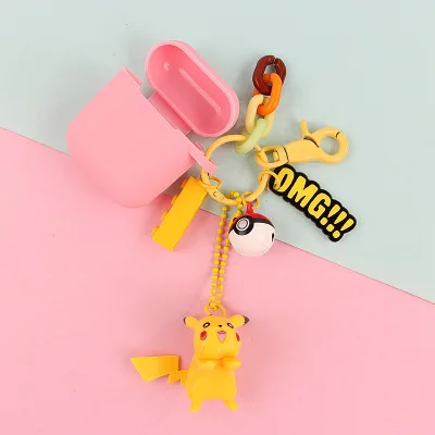 no airpod case Модные брелки милые Kawaii Сквиртл Пикачу брелок кольцо аниме карманные монстры брелок кулон - Цвет: no airpod case